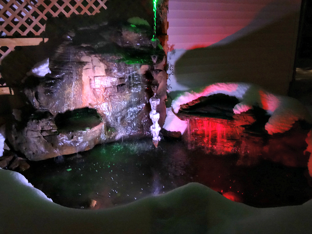 Vertical & Garden Pool Waterfalls with a Touch of Winter Lights