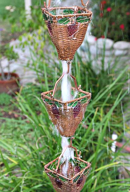 Decorative rain chain cups for beautiful outdoor copper artwork