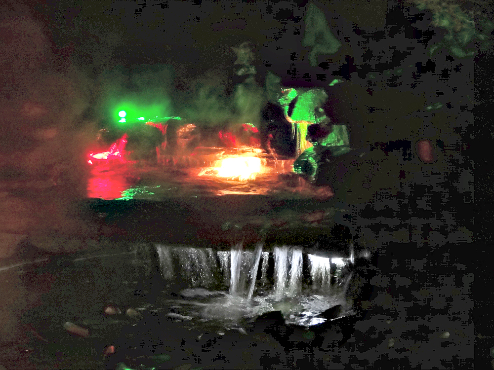 Cascading Waterfalls at Night