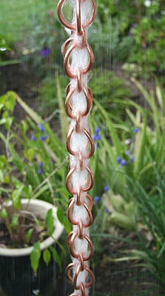 Gorgeous Copper Double Loop Rain Chain Links for a Gutter Alternative